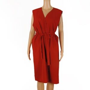 Nina Ricci Sleeveless Midi Dress in Deep Red